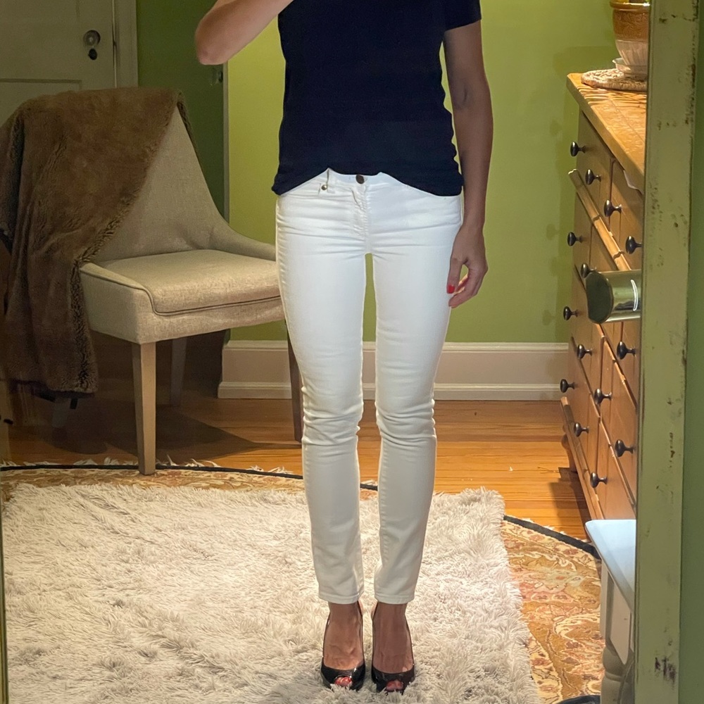 J.Crew Midrise Toothpick White Jeans Sz 26